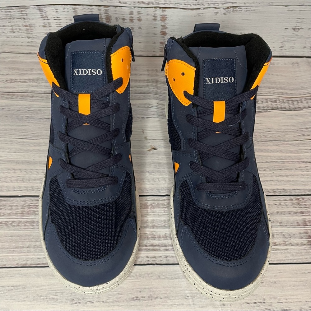 Kids High-Top Sneakers - Navy and Orange